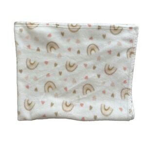 Baby Starters Blanket Rainbows Hearts Pink Beige White 30x36